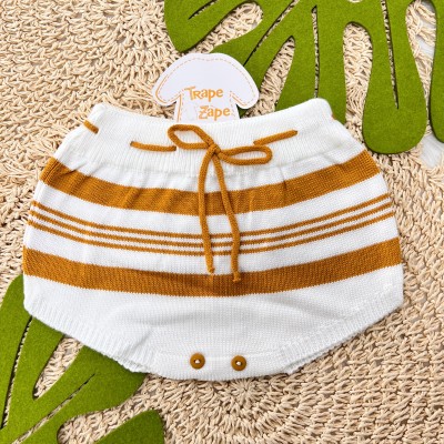 Tapa Fralda Linha Branco com Mostarda